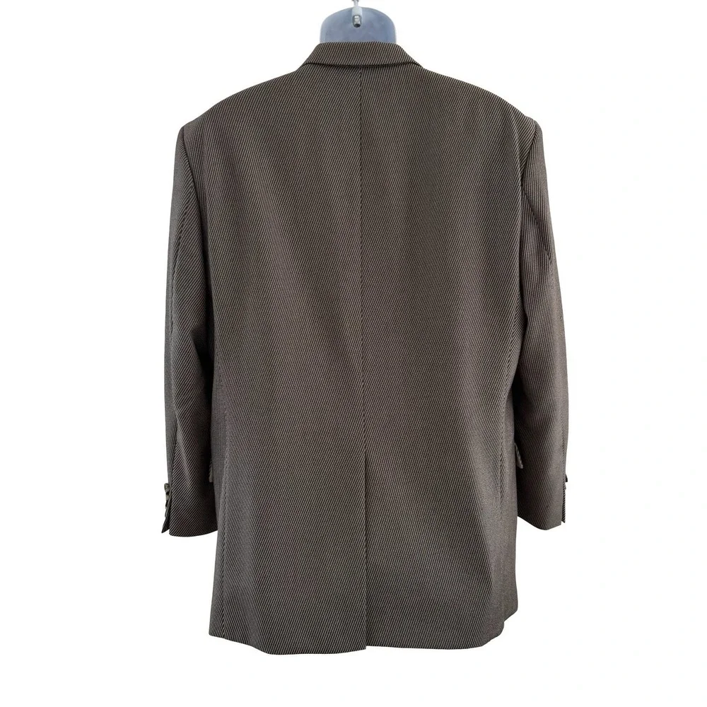 Hugo Boss Suit Jacket Mens 42R Brown Stripe Wool Notch Lapel Turkey Business